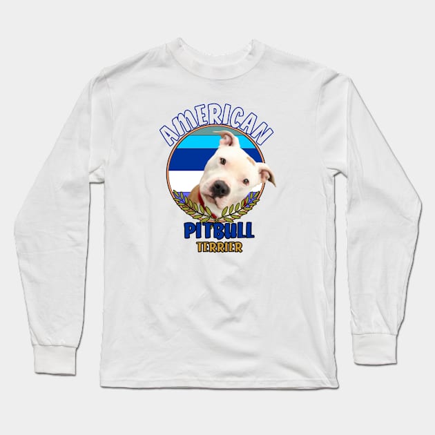 american pitbull terrier Long Sleeve T-Shirt by Carolina Cabreira